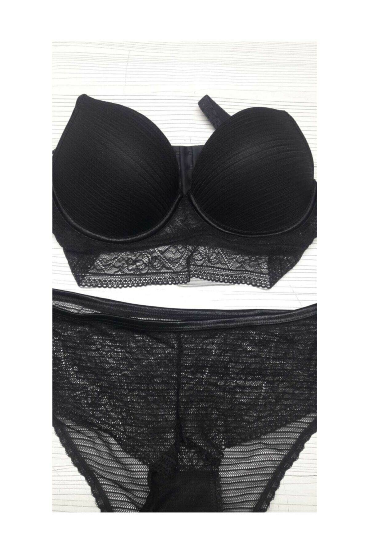 Geniş Jartiyer Kemeri ve Ayarlanabilir Klipsli Jartiyer Takım Orkide 1 - Siyah