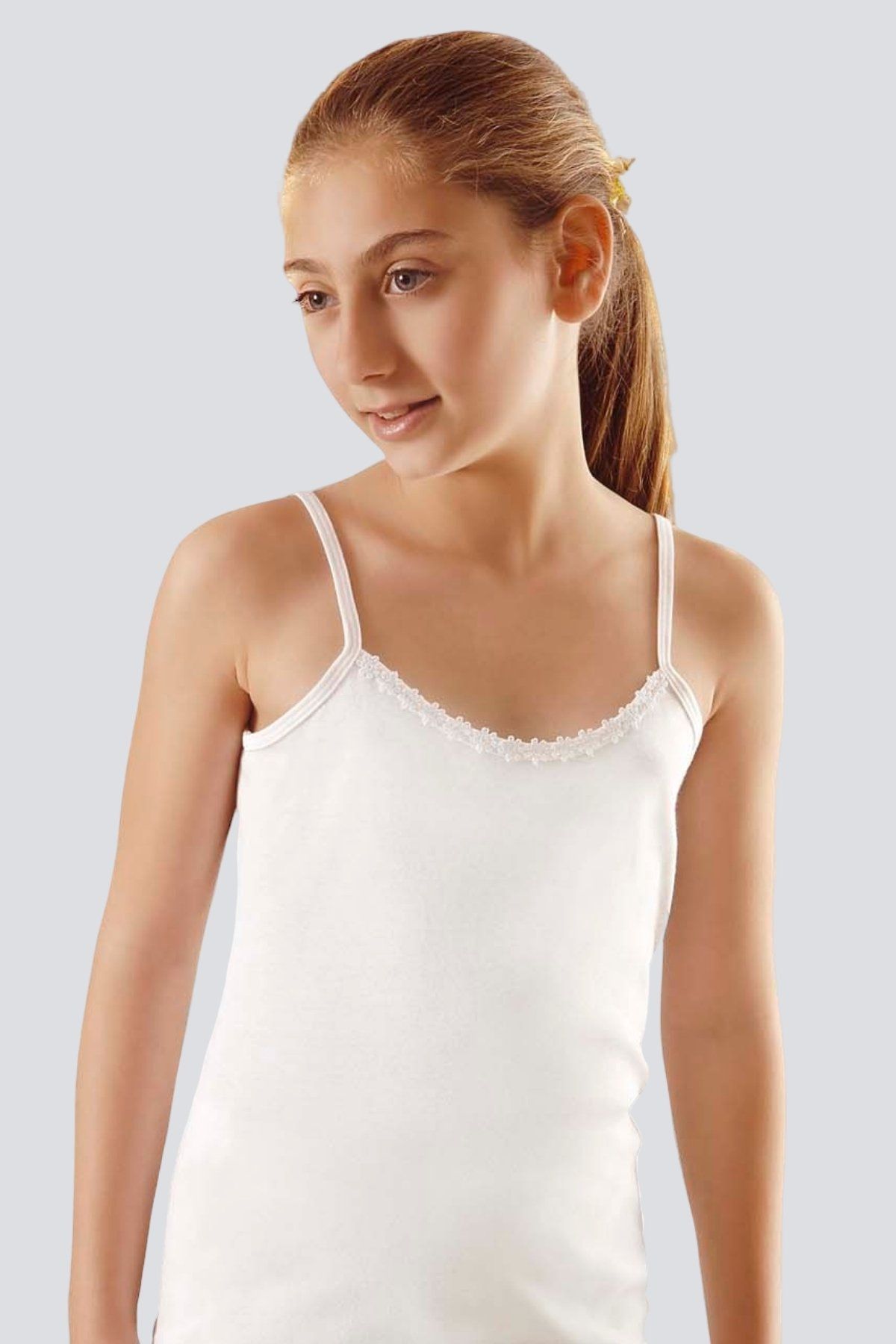 Geniş Askılı Pamuklu Çocuk Atlet Türen 415 - Beyaz