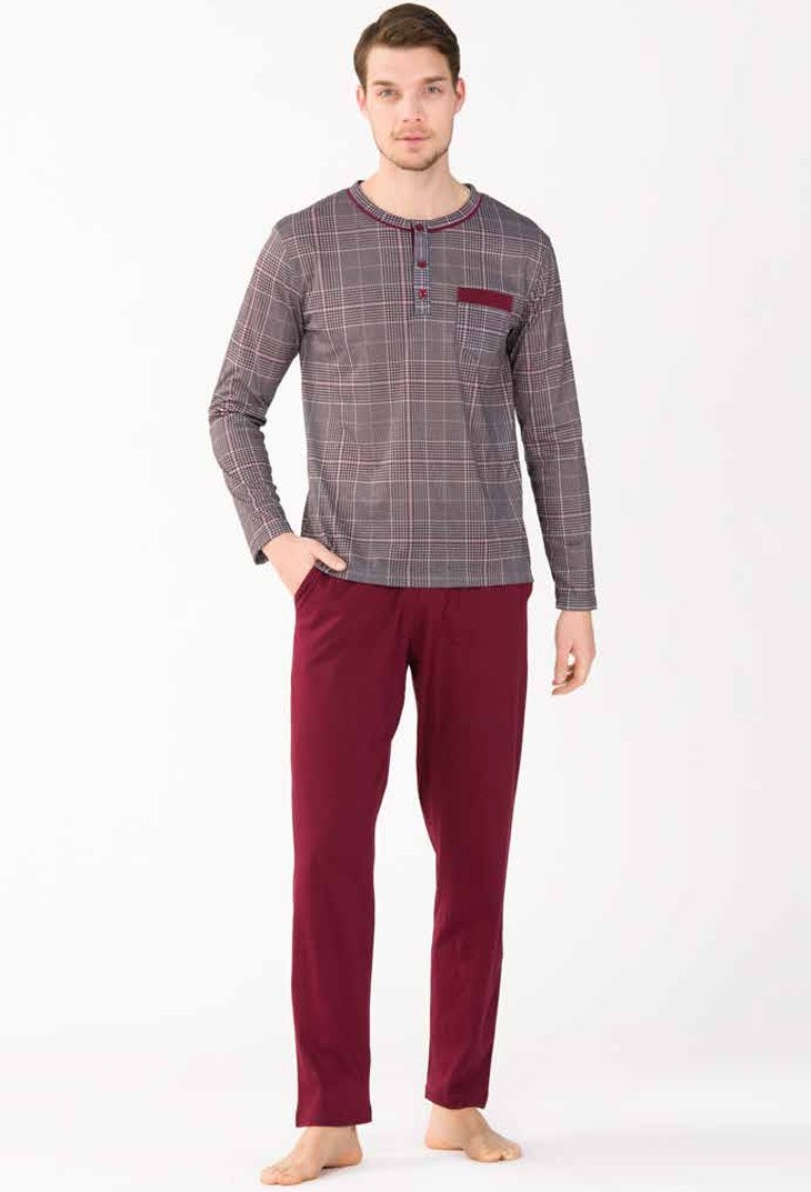 Yeni İnci Pamuklu Patlı Bisiklet Yaka Uzun Kollu Pijama Takımı Yeni İnci 785