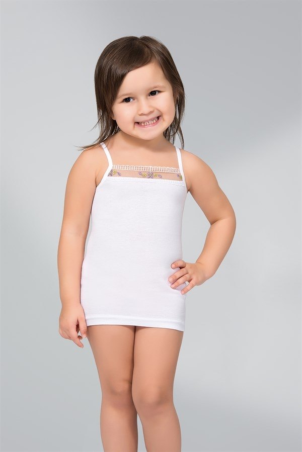 Namaldı Yumuşak Pamuklu Geniş Askılı Kız Çocuk Atlet Namaldı 423