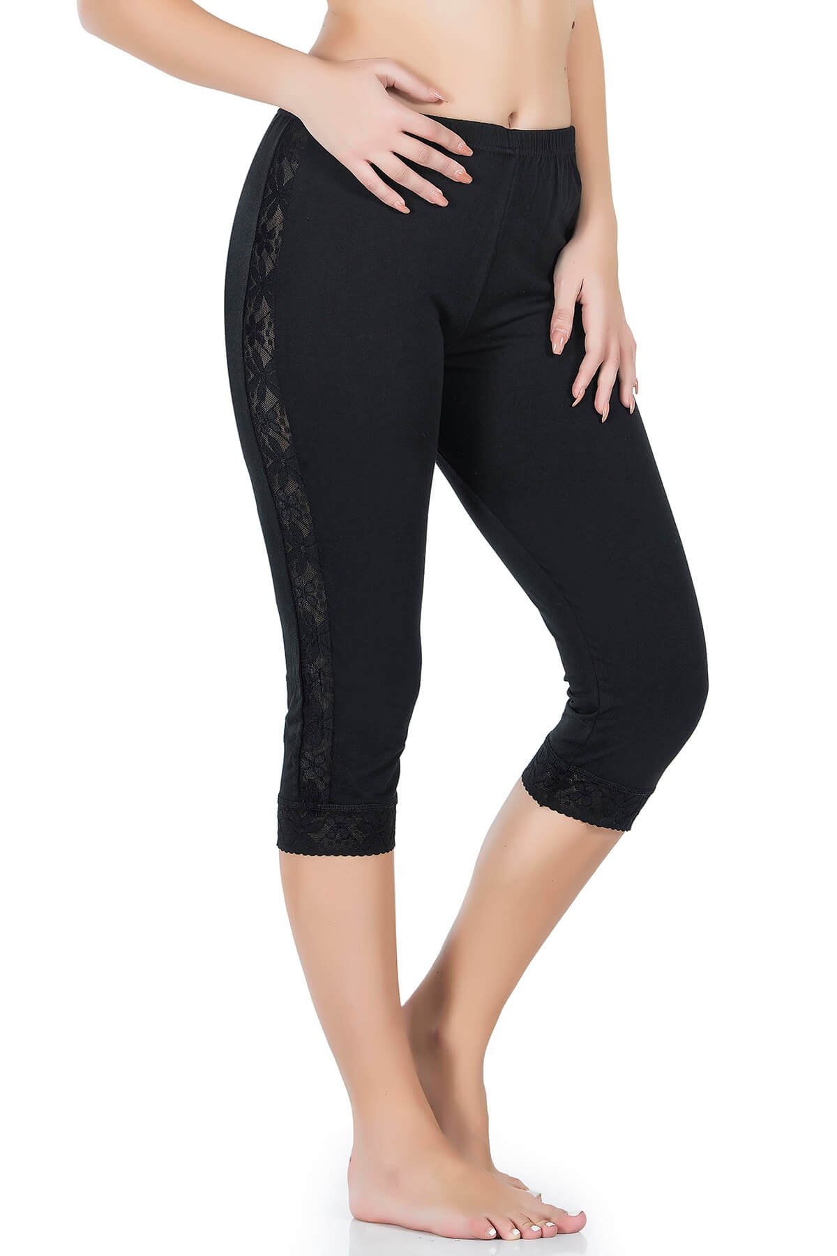 Yüksek Bel Destekli Esnek Kadın Tayt Derya 417 - Siyah