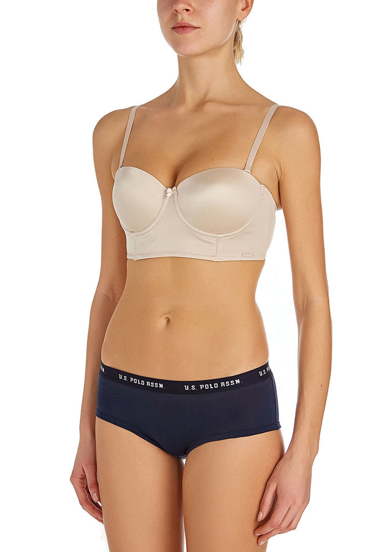 Uzun Paça Pamuklu Kadın Boxer Us. POLO Assn. 66115 - Açık Pembe-Gri Melanj-Mint