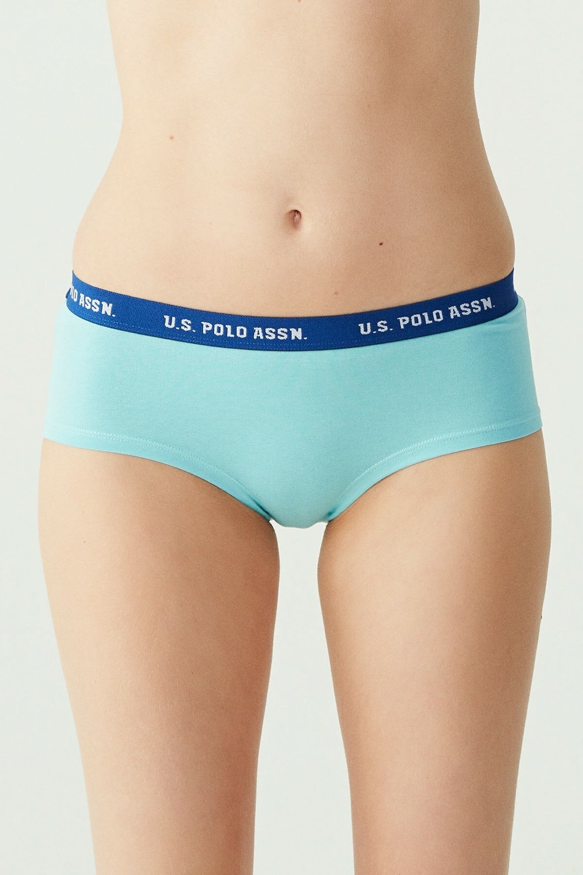 Uzun Paça Pamuklu Kadın Boxer Us. POLO Assn. 66115 - Açık Pembe-Gri Melanj-Mint