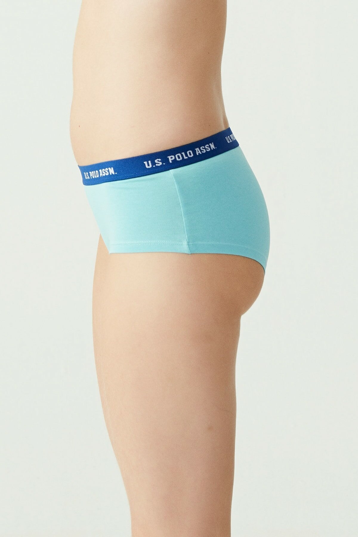 Uzun Paça Pamuklu Kadın Boxer Us. POLO Assn. 66115 - Açık Pembe-Gri Melanj-Mint