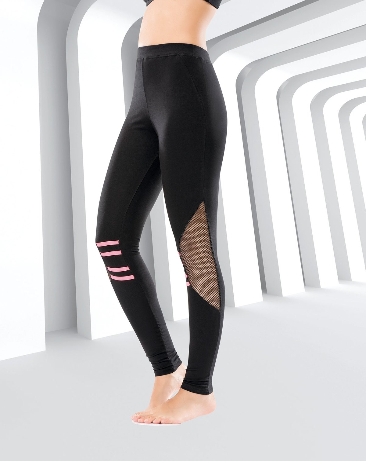 Yüksek Bel Sporcu Tayt Esnek Yapı Derya 0556 - Siyah