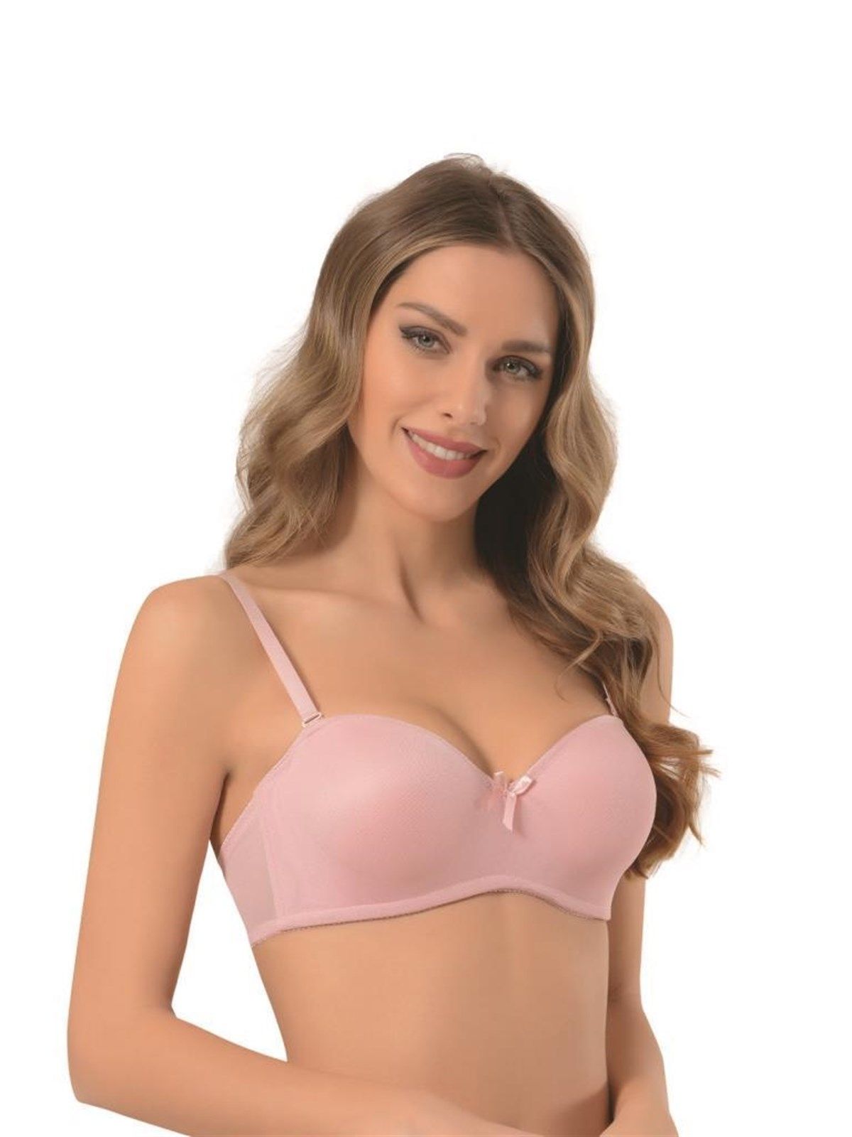 Silikon Bantlı Straplez Desteksiz Sütyen NBB 3413 - Pudra