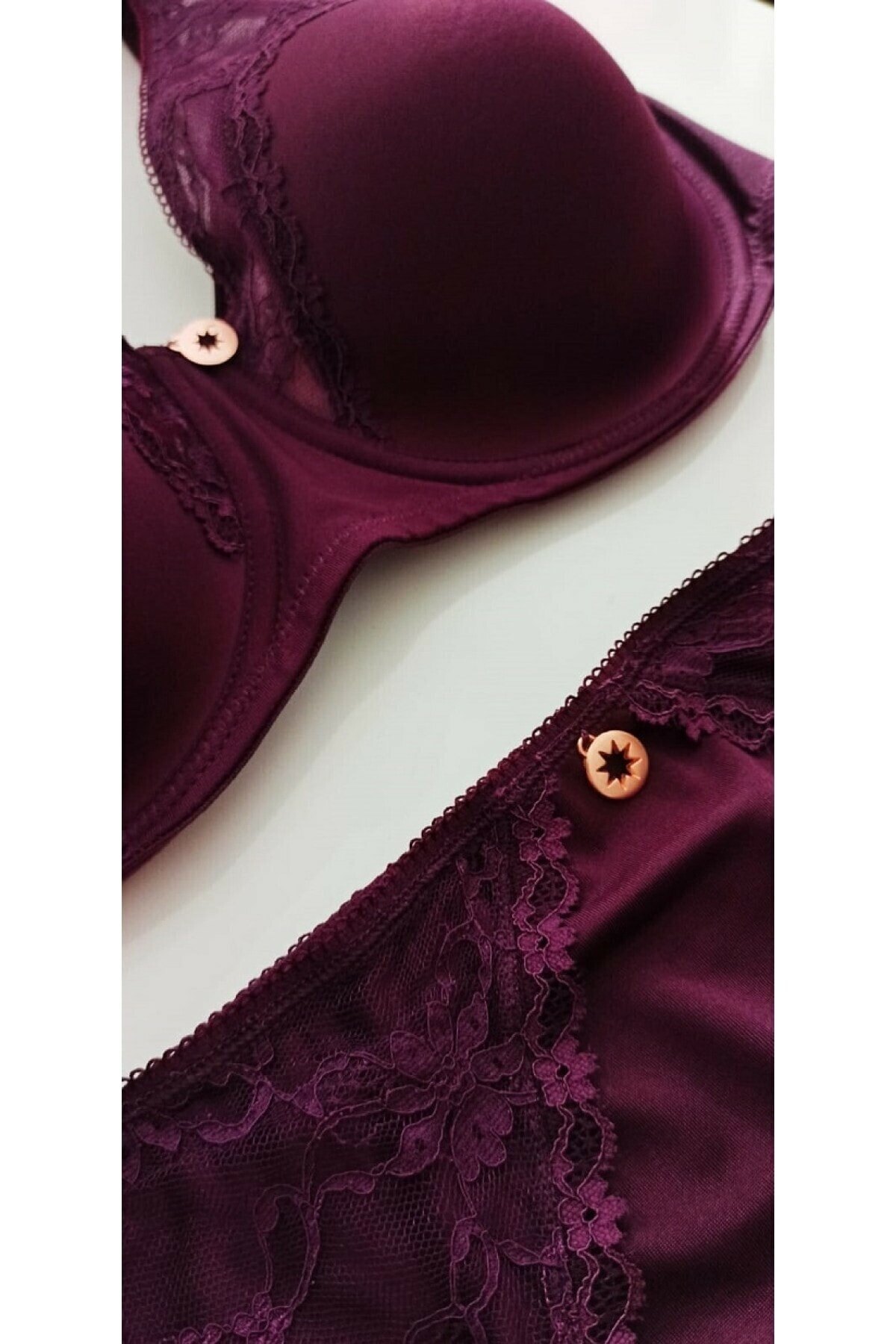 Toparlayıcı Sütyen Takım Siyah Mürdüm Bordo Vizon Pembe Le Jardin 5035 - Mürdüm