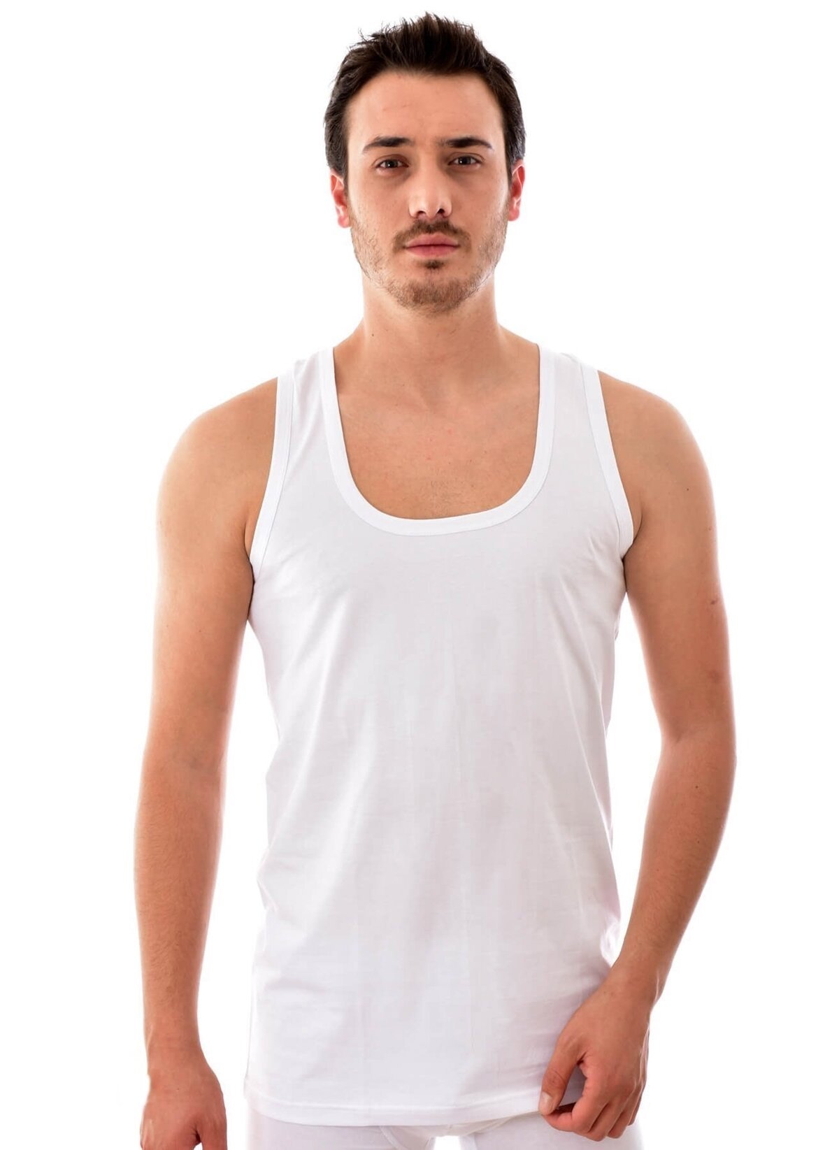 Pamuklu Ribana Askılı Erkek Atlet Beyaz Tutku 0101 - Beyaz