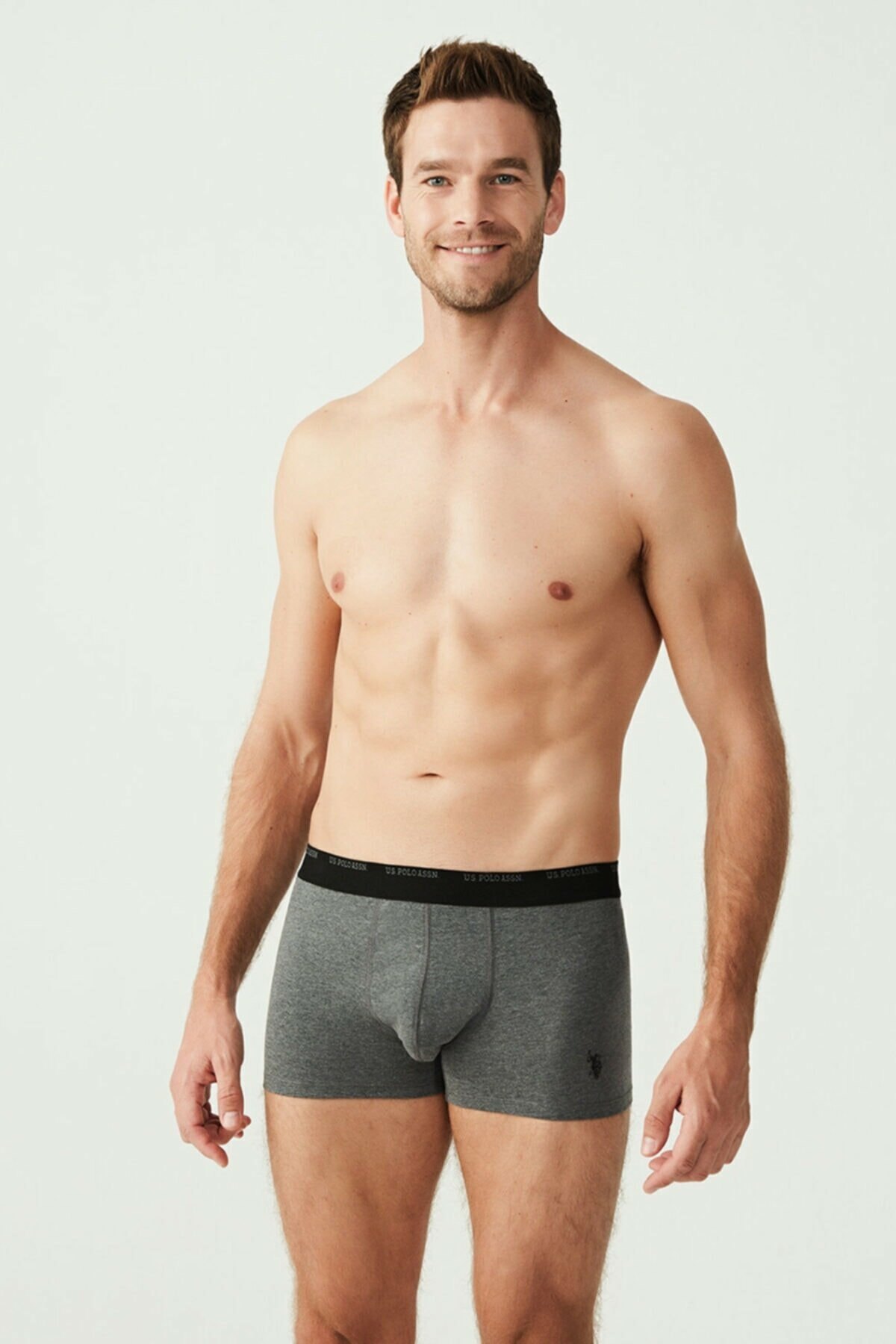 Pamuklu Düz Lastikli Üçlü Boxer U.S. Polo Assn. 80338 - Siyah