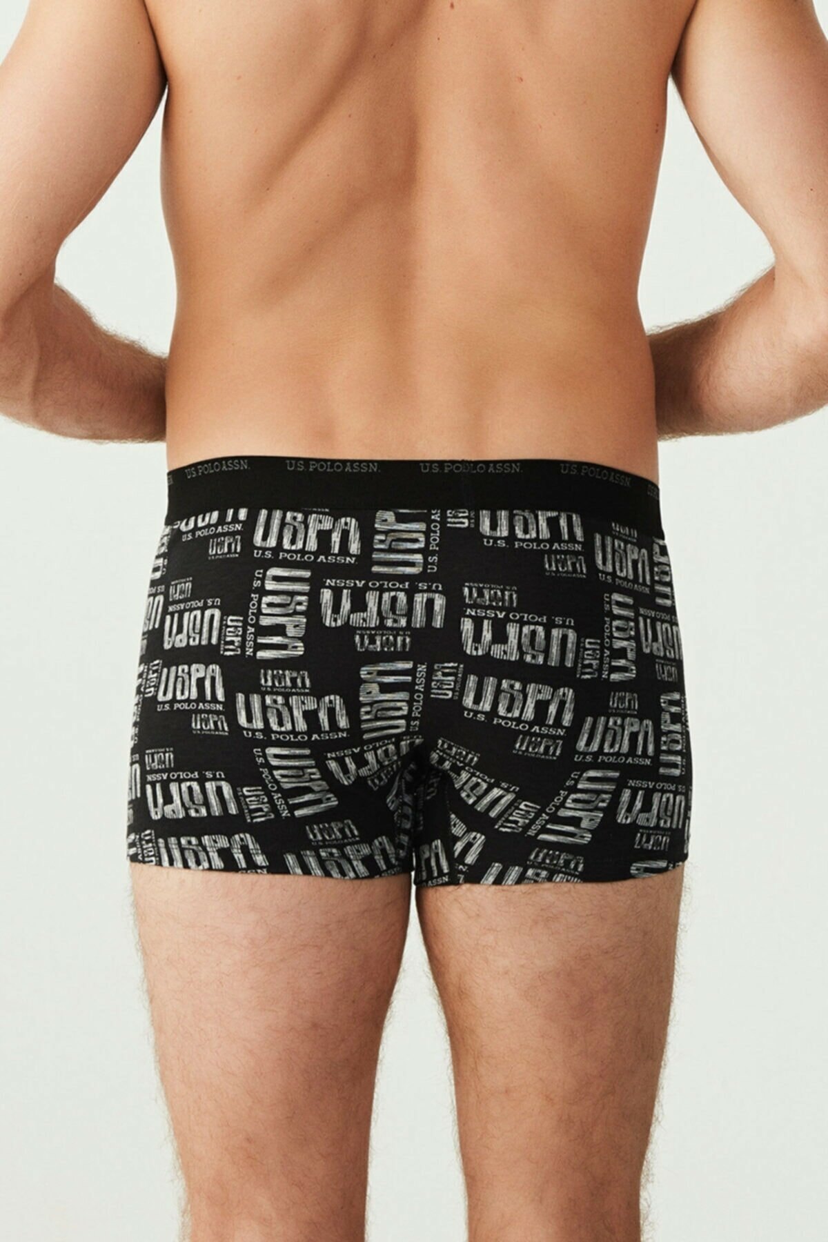 Pamuklu Düz Lastikli Üçlü Boxer U.S. Polo Assn. 80338 - Siyah