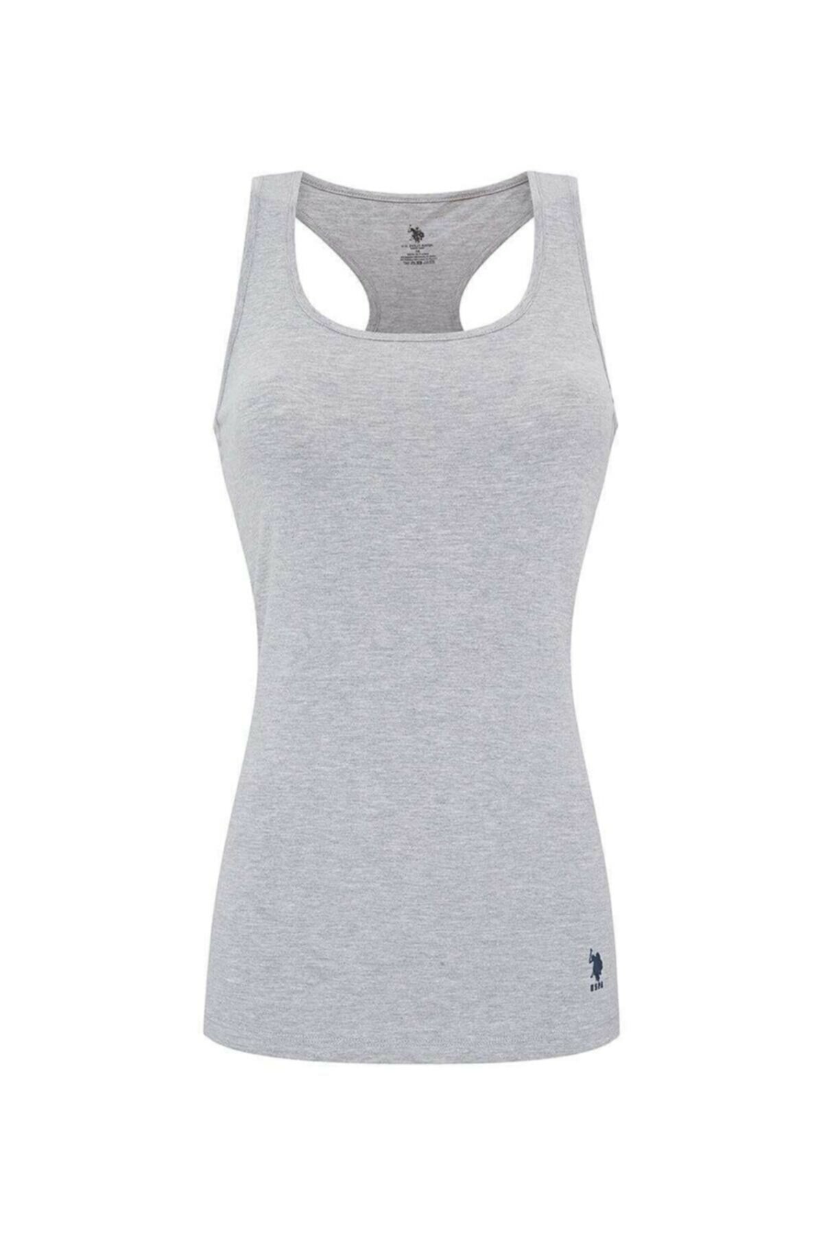 Pamuklu Nefes Alabilen Kadın Sporcu Atlet Us. POLO Assn. 66001 - Gri Melanj