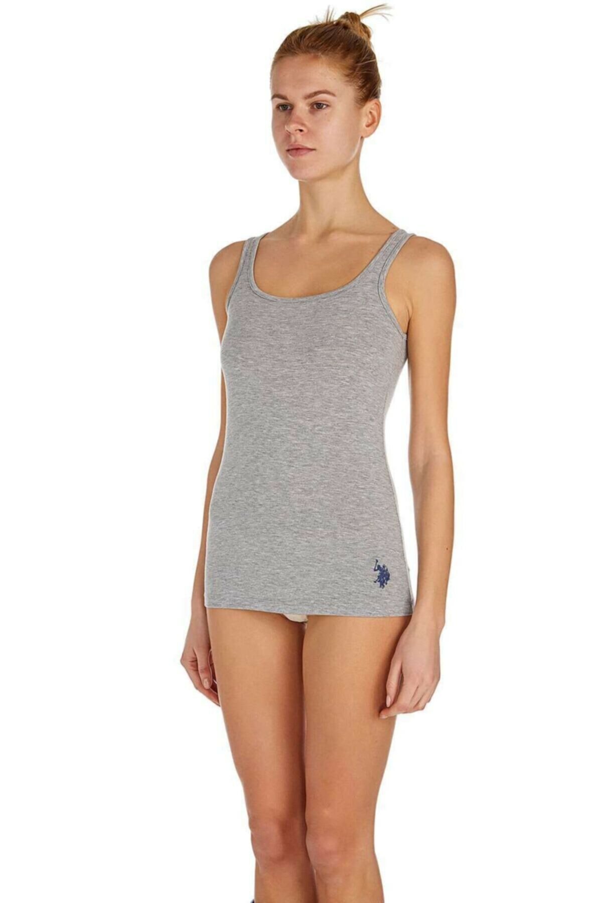 Pamuklu Nefes Alabilen Kadın Sporcu Atlet Us. POLO Assn. 66001 - Gri Melanj