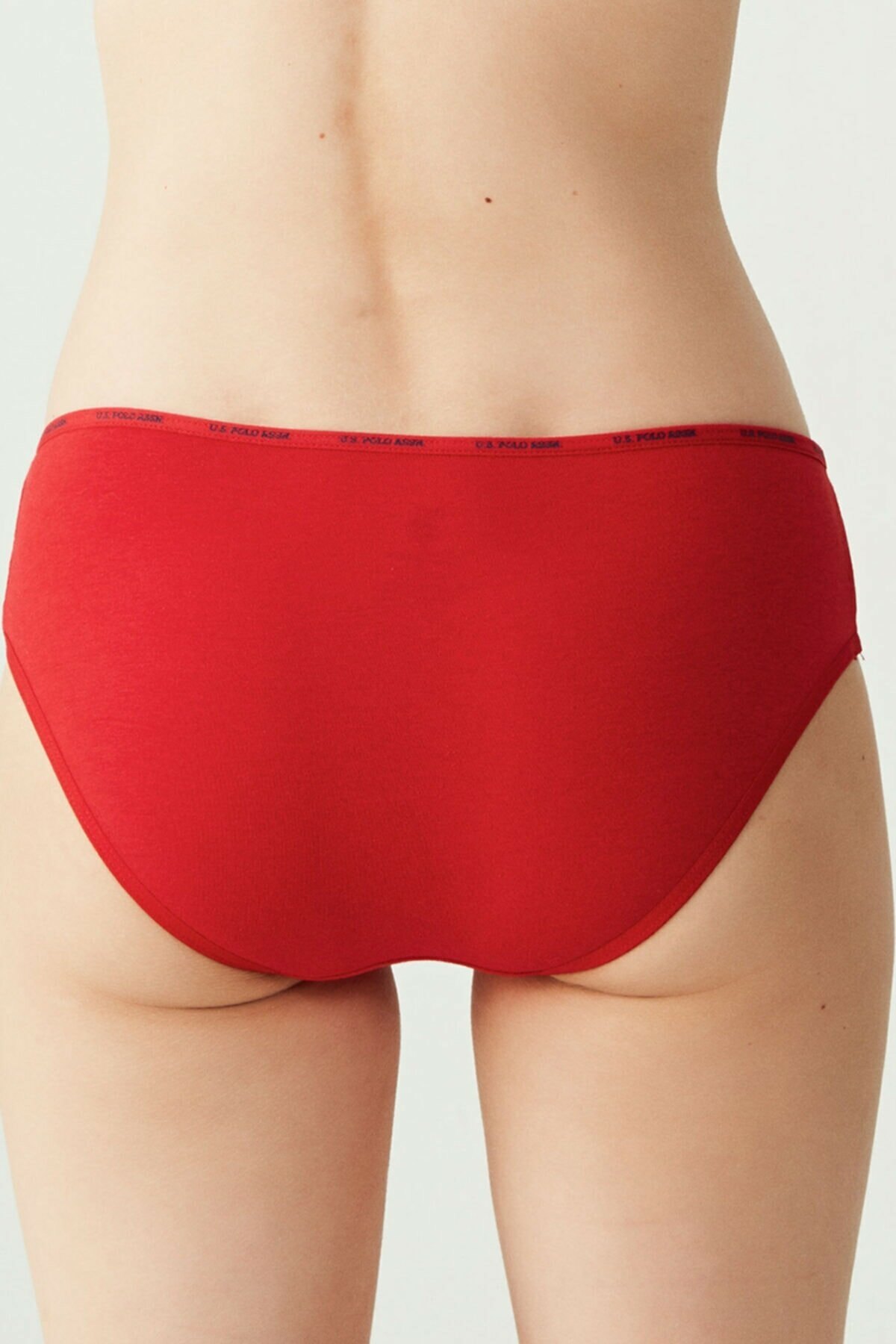 Yüksek Bel Pamuklu Slip Külot 5'li Us. POLO Assn. 67002 - Siyah-Beyaz-Ten-Somon-Kırmızı