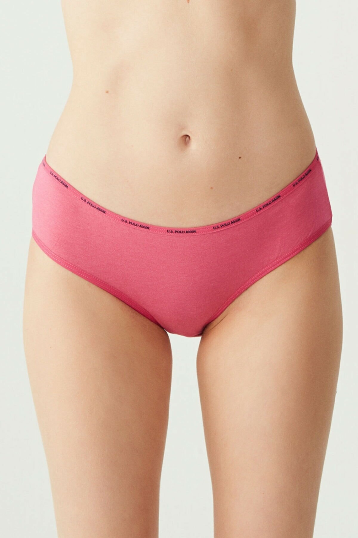 Yüksek Bel Pamuklu Slip Külot 5'li Us. POLO Assn. 67002 - Siyah-Beyaz-Ten-Somon-Kırmızı