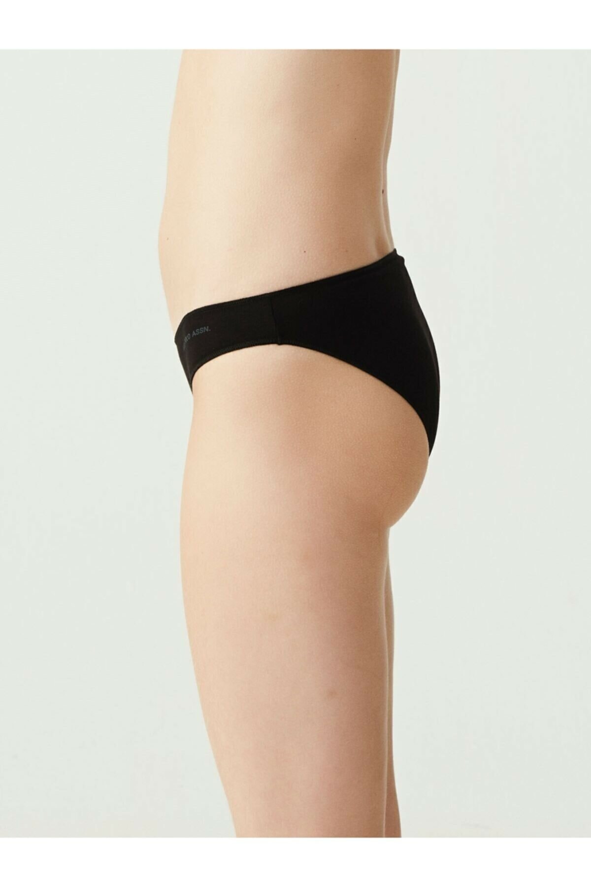 Yüksek Pamuk Oranı Kıl Lastikli Slip Külot Us. POLO Assn. 67006 - Siyah-Beyaz-Ten-Somon-Kırmızı