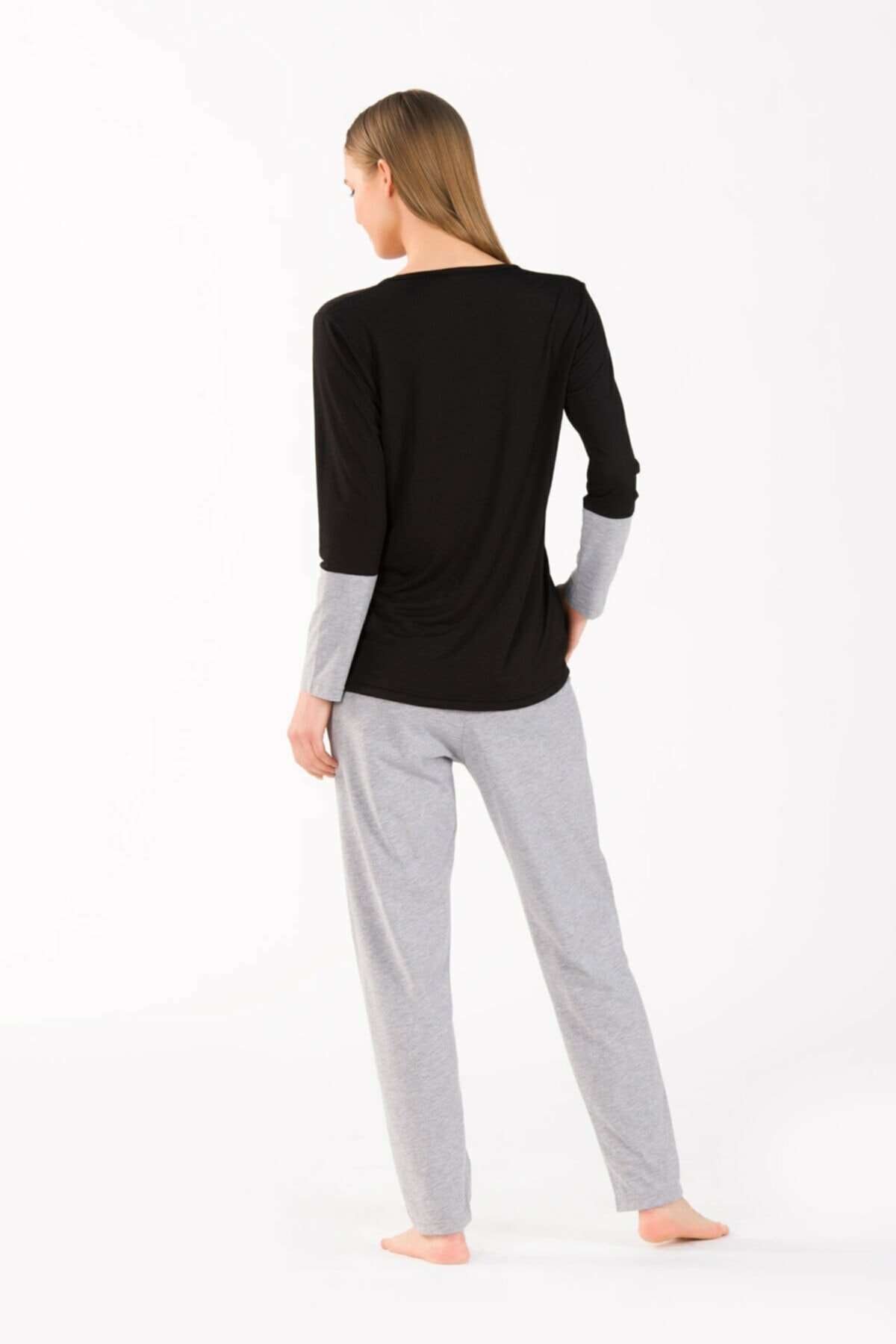 Yeni İnci Uzun Kollu Pamuklu Kadın Pijama Takımı Yeni İnci 1785 - Görsel 2