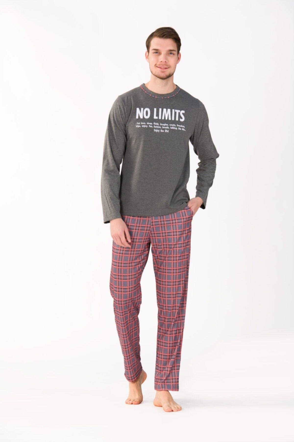 Yeni İnci Pamuklu Uzun Kollu Erkek Pijama Takımı Yeni İnci 777