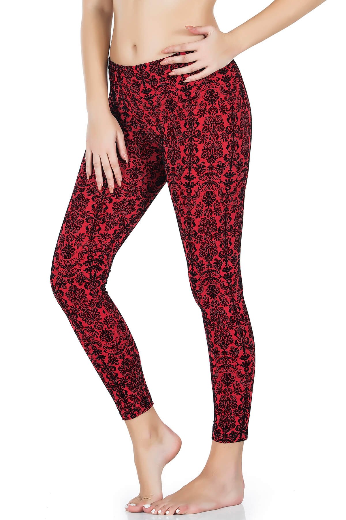 Yüksek Bel Esnek Kadın Tayt Derya Kurşun 457 - Bordo