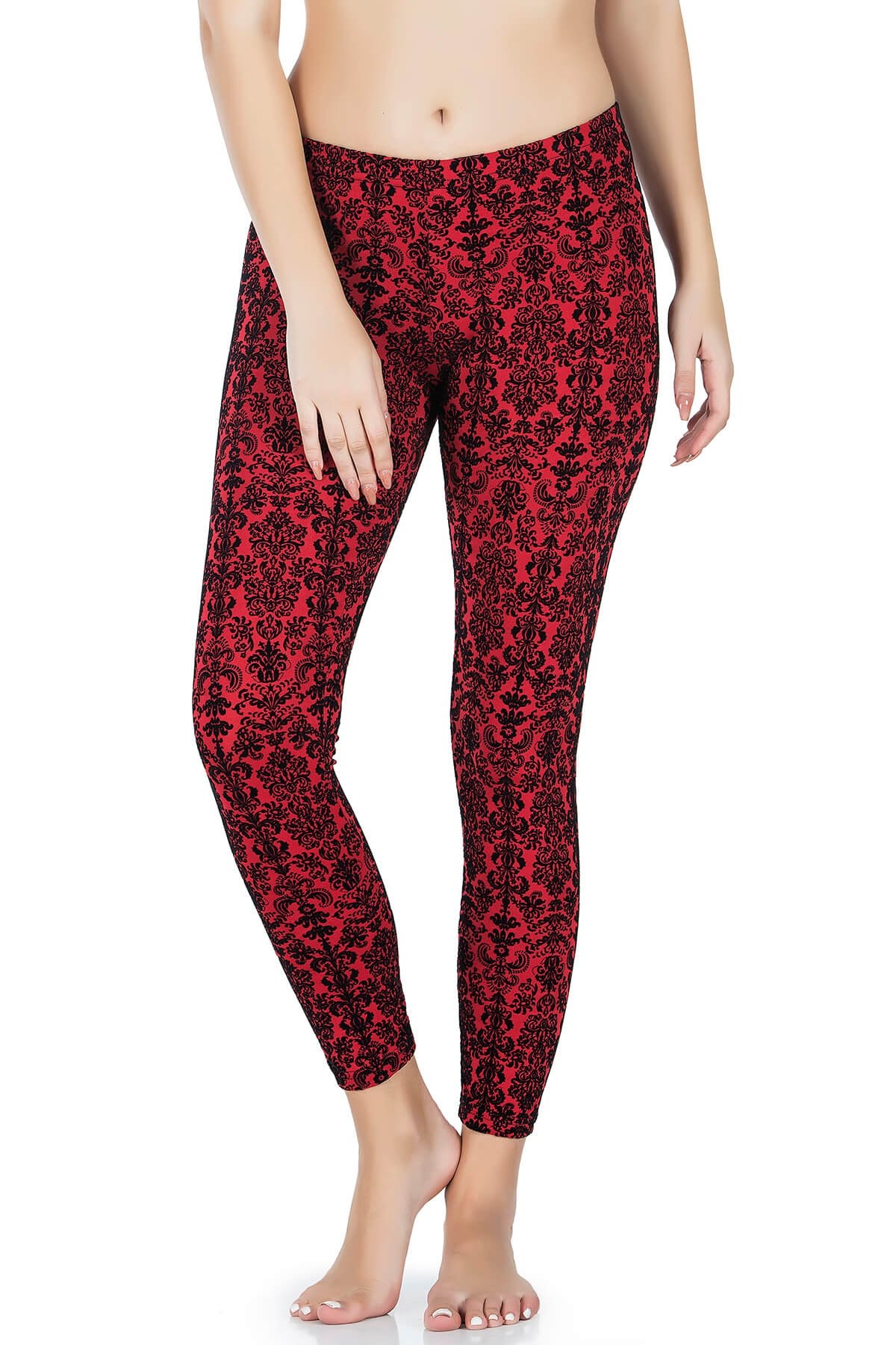 Yüksek Bel Esnek Kadın Tayt Derya Kurşun 457 - Bordo