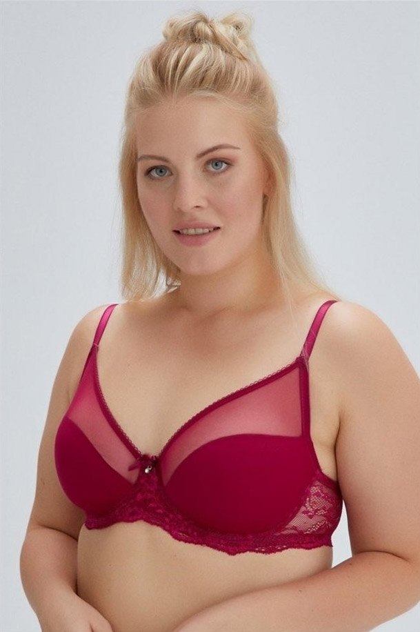 Full Cup Destekli Tam Kap Sütyen Eros 300 - Vişne