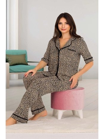 Leopar Desenli 3'lü Pijama Takımı Lady 20002