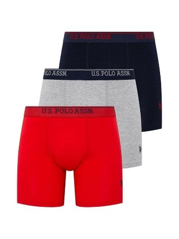 Pamuklu Esnek Bel Lastiği 3 Lü Uzun Paçalı Boxer U.S. Polo Assn. 80454