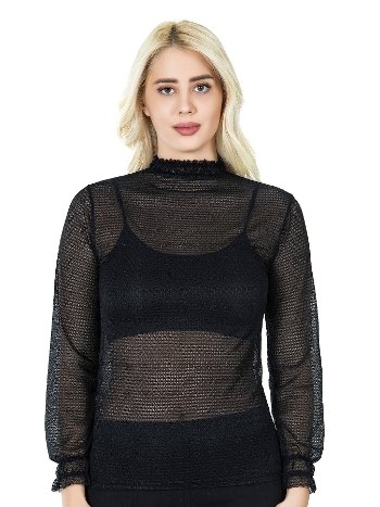 Balıkçı Yaka File Transparan Detaylı Body Derya Kurşun 146