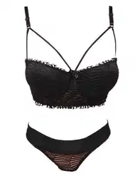 Destekli Bralet Sütyen Takımı Siyah Beyaz NBB 4742