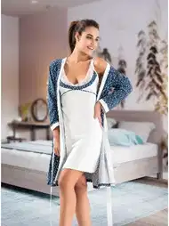 Uzun Kuşaklı Sabahlık Takımı Derya 1040