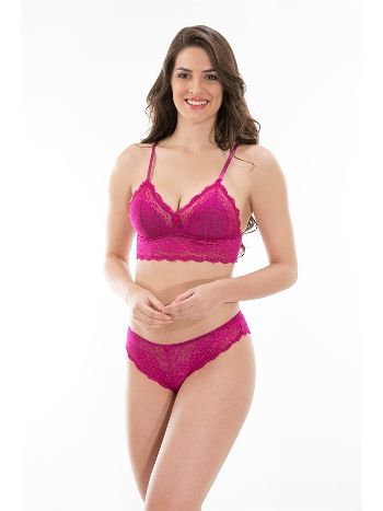 Kapsız Dantelli Sütyen Takım Fuşya NBB 4716