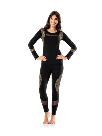 Yüksek Bel Esnek Kapri Tayt Takımı Derya Kurşun 1128