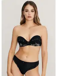 Straplez Boş Cup Sütyen Takım Siyah Eros 850