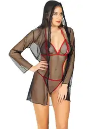 Siyah Dantel Detaylı Bodysuit Takım Sistina 1369