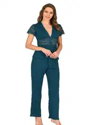 Saten Kaplı Şortlu Pijama Takımı Sistina 1633