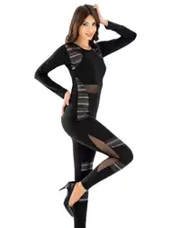 Yüksek Bel Esnek Tül Detaylı Tayt Takımı Derya Kurşun 1132