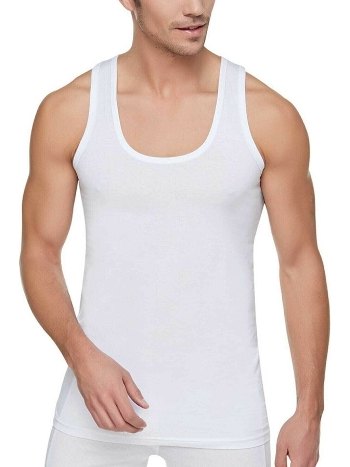 Pamuklu Ribana Askılı Erkek Atlet Beyaz Tutku 0101