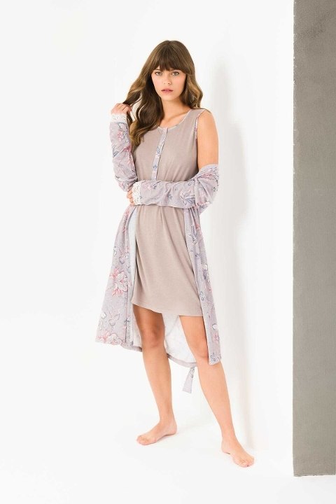 Yeni İnci Yumuşak Penye 2li Sabahlıklı Gecelik Pijama Yeni İnci 1718