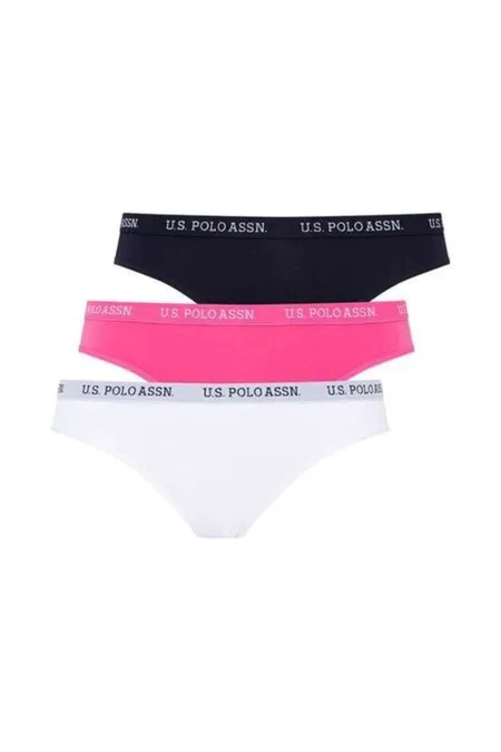 Yüksek Pamuk Oranı Dikişsiz Slip Külot US Polo 66119 - Mint-Pembe-Gri