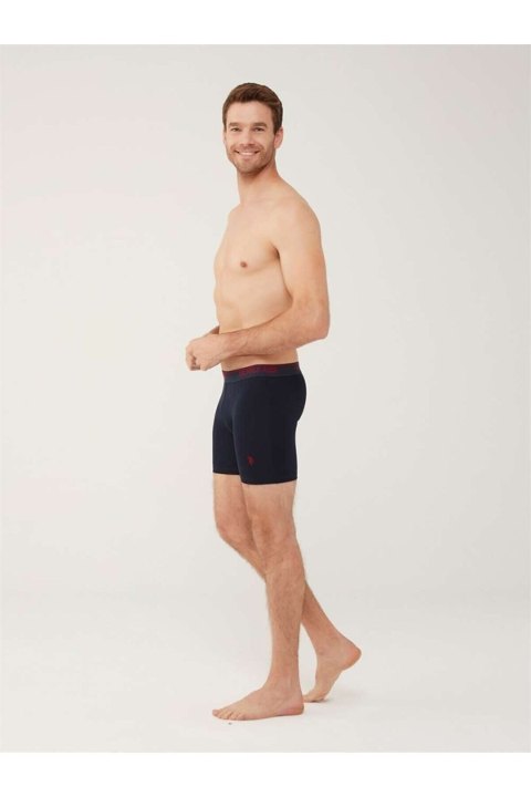 Pamuklu Esnek Bel Lastiği 3 Lü Uzun Paçalı Boxer U.S. Polo Assn. 80454 - Gri-Lacivert-Kırmızı