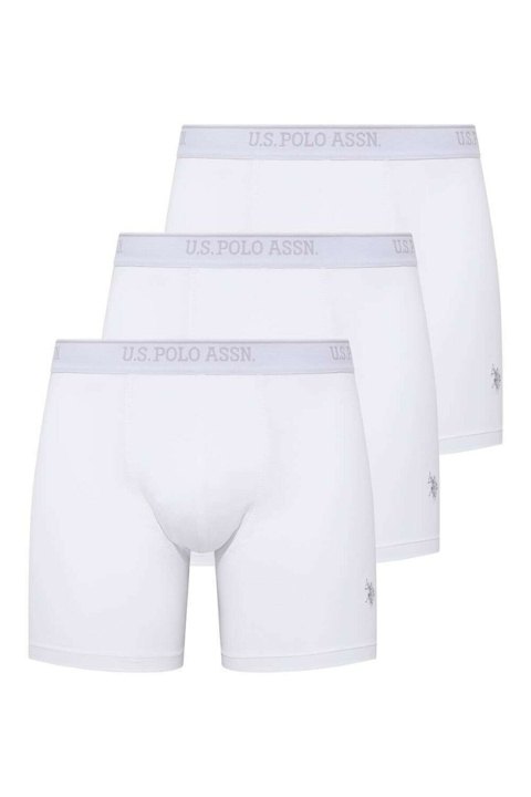 Pamuklu Esnek Bel Lastiği 3 Lü Uzun Paçalı Boxer U.S. Polo Assn. 80454 - Beyaz