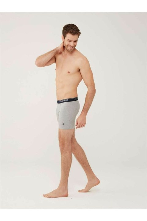 Pamuklu Esnek Bel Lastiği 3 Lü Uzun Paçalı Boxer U.S. Polo Assn. 80454 - Gri-Lacivert-Kırmızı