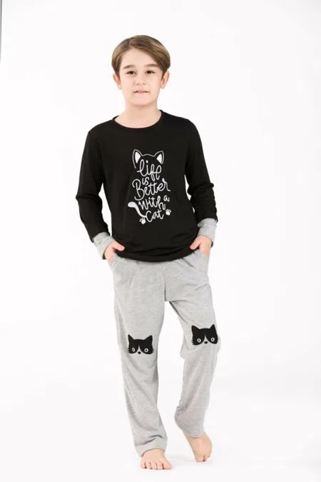 Yeni İnci Uzun Kollu Manşetli Erkek Çocuk Pijama Takımı Yeni İnci 332