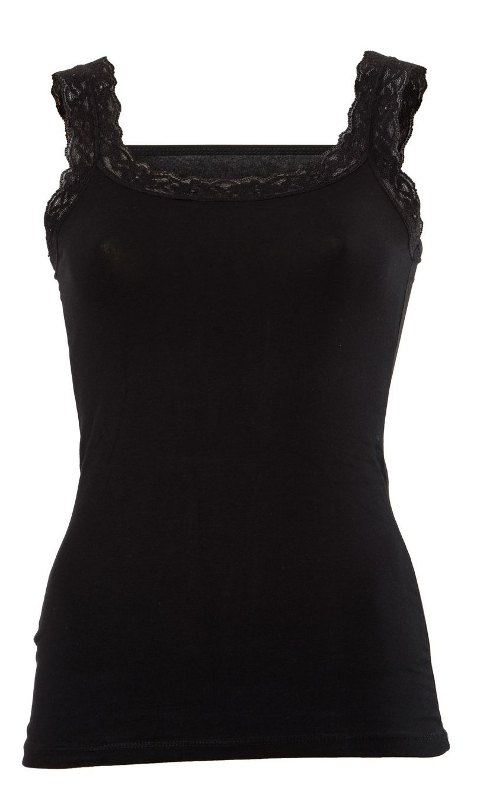 Pamuklu Dantel Askılı Kadın Atlet Anıt 2172 - Siyah