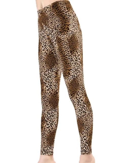 Pamuklu Leopar Baskılı Çocuk Tayt Anıt 4621