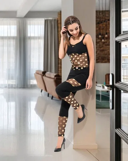 Yüksek Bel Esnek Kadın Tayt Takım Derya 1501 - Siyah