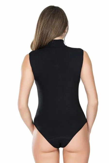 Balıkçı Yaka Çıtçıtlı Kadın Body Esnek Kullanım Derya 319 - Siyah