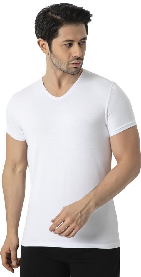 Bambu V Yaka Kısa Kollu Atlet Lüx DRM 3905