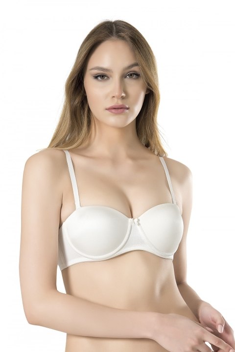Silikon Bantlı Straplez Dolu Cup Sütyen Fabony 3010 - Ekru