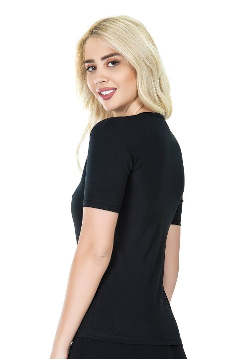 Esnek Tek Parça Body Derya Kurşun 275 - Siyah