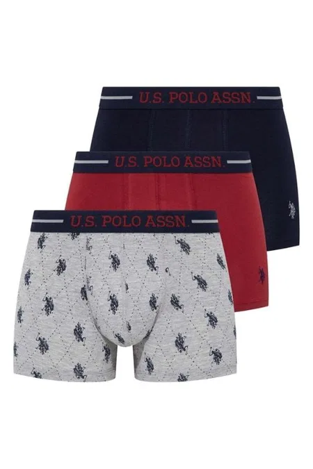 Baskılı Esnek Bel Lastikli 3'lü Boxer U.S. Polo Assn. 80328 - Görsel